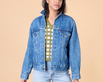 LEVIS denim JACKET jean vintage OVERSIZE 90S women woman levi / Small Medium / coats