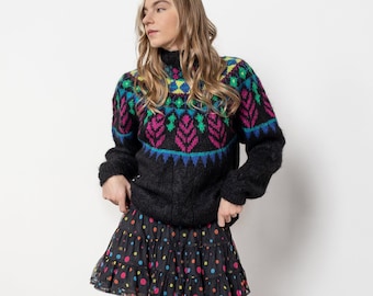 Sweter z MOHERU, vintage, warkoczowy, wełniany, rozmiar S