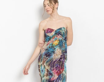 nicole miller strapless cocktail dress Pleated Strapless Satin Cocktail Dress (Women)