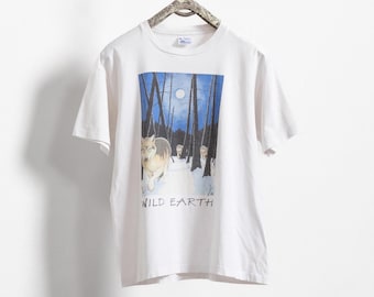 WILD EARTH SHIRT Tee White Cotton Short Sleeves Oversize Environmentalist Nature Eco / Large Xl