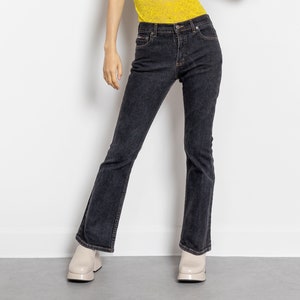 LOW RISE Y2K Jeans vintage women 2000&#39;s Denim low waist flares Grey Black / 36 37  Inch Hips / Size 4