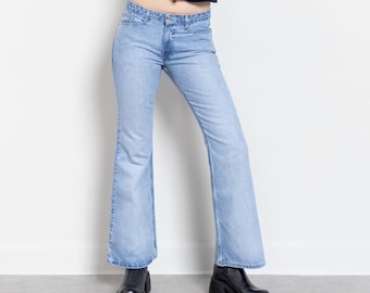 Vintage Y2K Low Rise Bell Bottom Jeans, Light Wash Denim, Size 8