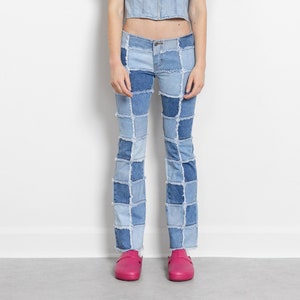 PATCHWORK LOW RISE Y2K Jeans Vintage 2000's / 35.5 Inch Hips / Size 2 3