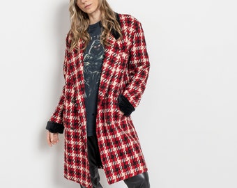 HOUNDSTOOTH PLAID JACKET wool coat vintage S M A L L usa made U S A small Fall Winter / Better Stay Together