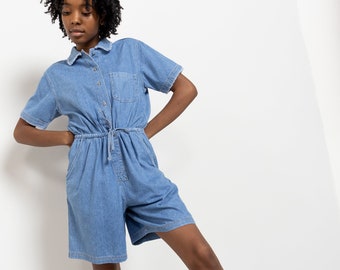VINTAGE DENIM ROMPER Playsuit Onesie 