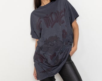 FLIRTS VALENTINES be MINE Tasmanian devil taz vintage longline t-shirt dress oversize / Medium