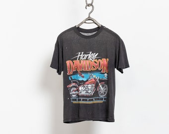 80'S HARLEY DAVIDSON THIN Ripped Tee Vintage Short Sleeve Official Cotton Biker Motorcycle / Medium