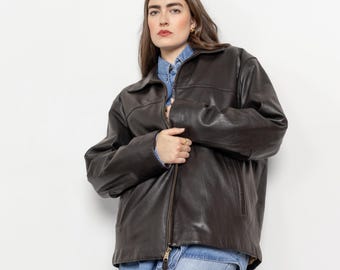 Vintage Eddie Bauer Leather Jacket L 90s Car Coat Brown Womens - Etsy