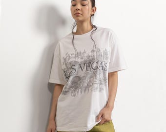 Vintage Las Vegas Tourist Tee, White Oversize Large