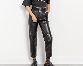 Vintage 90s Leather Trousers, Biker Pants (Size 3/4)