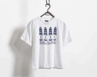 LIGHTHOUSES TEE COTTON short sleeves vintage Travel souvenir t-shirt / Large Xl Extra Large
