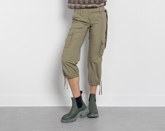 LOW RISE CARGO Pants Tommy Hilfiger Vintage Capris Drawstring Xs