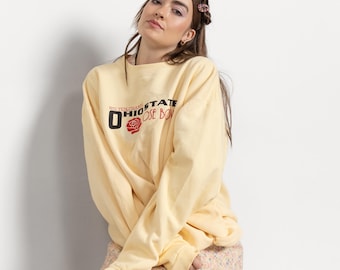 Vintage 90s Rose Bowl Sweatshirt, Butter Yellow Ohio State Pullover (XXL)