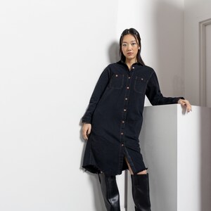 CALVIN KLEIN BLACK Denim Dress Jean Vintage Button up Frayed Hem Long  Sleeves Collared / Small Xs - Etsy India
