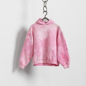 PINK TIE DYE Hooded Sweatshirt Bleached Oversize Hoodie Vintage Jumper / Large Xl Extra Large image 2