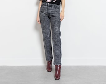 Black Grey ACID WASH 505 BOYFRIEND jeans Levi's vintage Straight Leg denim / 38 39 Inch Hips / Size 6 7