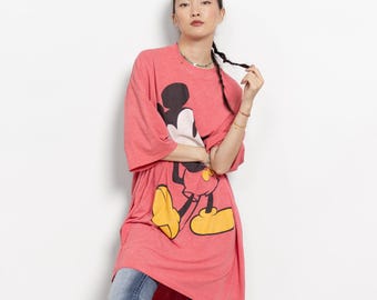 Vintage 90-tals Disney Musse Pigg Bleach Dye Oversized T-shirt