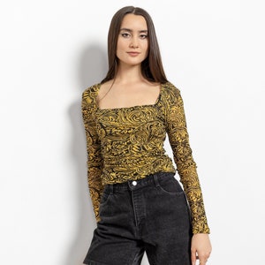 SHEER MESH Y2K PARTY Top Long Sleeves See Through Vintage / Small