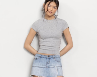 Y2K Denim Skirt: Vintage Low Rise Mini Size 3