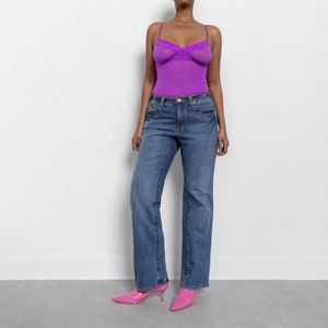 LOW RISE Y2K JEANS Faded Denim Women Seven U S A Usa Made Flares /  43 Inch Hips / Size  12 13