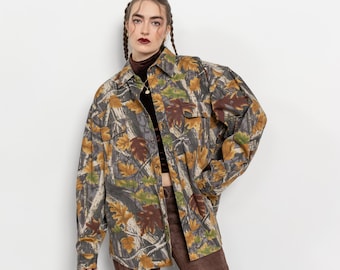 CANVAS JACKET CAMO Camouflage Vintage Coat 90's Oversize / Extra Large