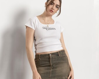 Vintage Y2K Corduroy Mini Skirt: Low Rise Medium