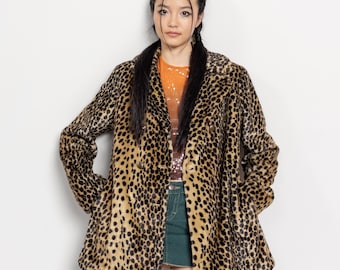 ヴィンテージフェイクファーコート アニマルプリント ヒョウ柄