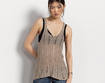Abercrombie CROCHET SHEER Y2K 2000s Loose Open Knit Vintage Top Tank / Small