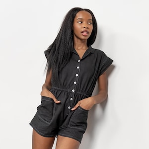 BLACK VINTAGE ROMPER Small Fit Short Sleeves Summer Cargo Taiwan