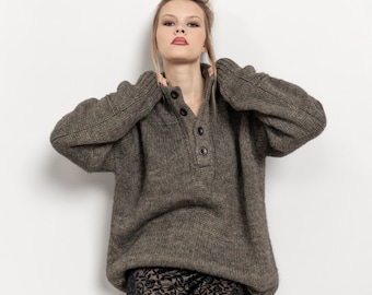 WOOL Chunky Knit Sweater Vintage Oversize Italian Xl