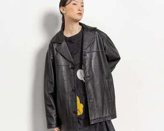 ジャケット・アウター vintage leather jacket long coat Vintage Leather Jacket for Men | Men's Y2K 90s Zip up Jacket