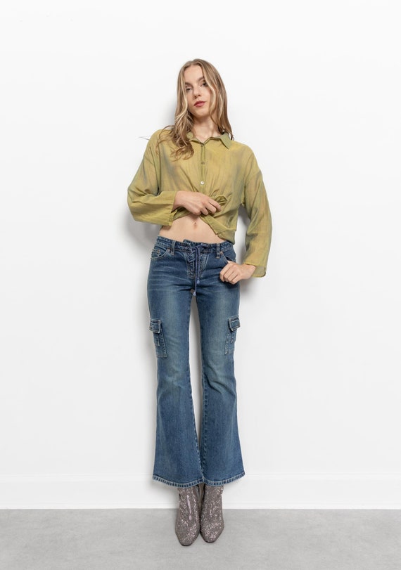 Pantaloni cargo a vita bassa, tasche, corsetto elasticizzato