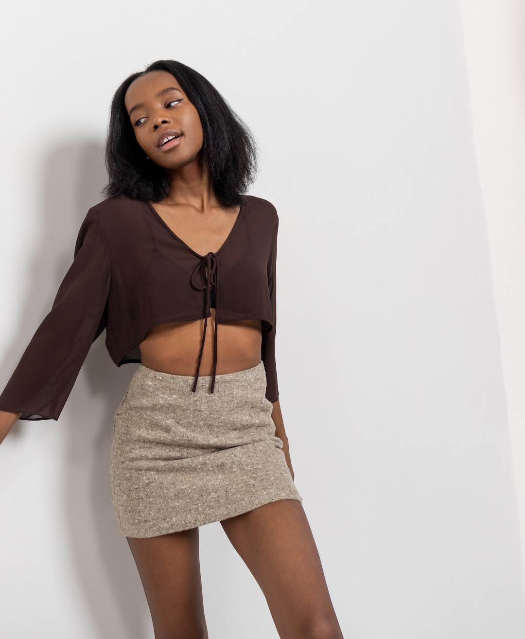 ★ GLOWNY★ G STRAIGHT WOOL MINI SKIRT BROWN GC24WTSK005BR Kerrigan Wool Mini Skirt - Brown – The Frankie Shop
