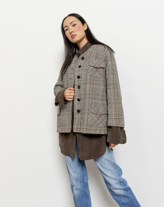 WOOL BLAZER STRUCTURED jacket houndstooth coat vi… - image 8