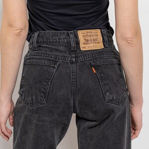 LEVI'S 550 JEANS BLACK High Waisted Faded Orange Tab Cropped Usa U S A / 36 Inch Hips / Size 3 image 10