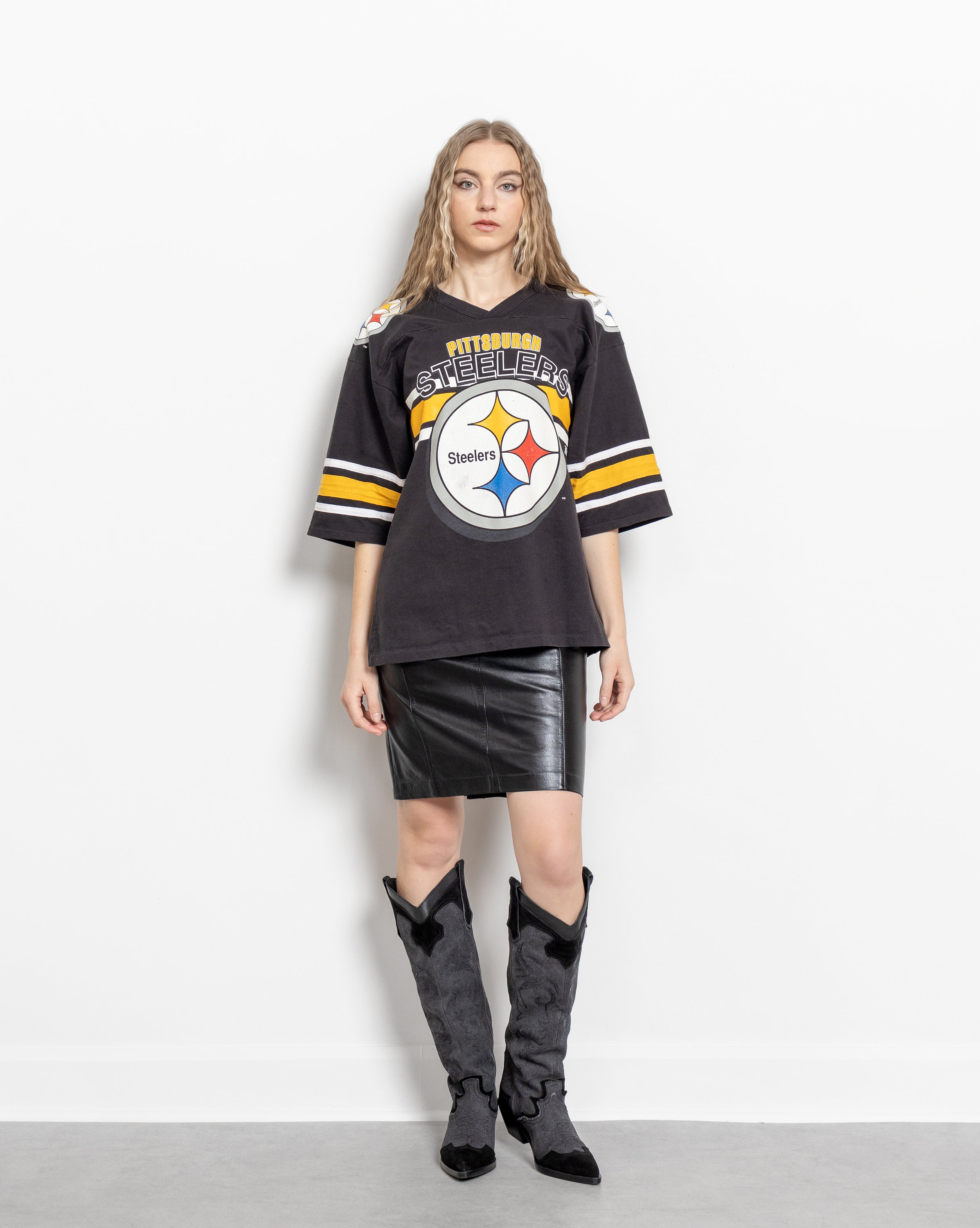 Vintage 90s Pittsburgh Steelers Jersey Tee, Oversized NFL Graphic