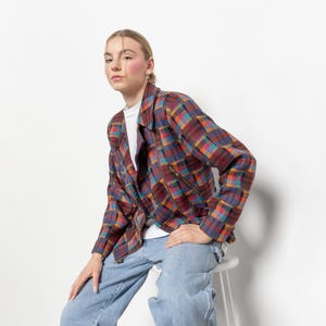 Plaid Wool Motorcycle Jacket German Orange Red Yellow Blue