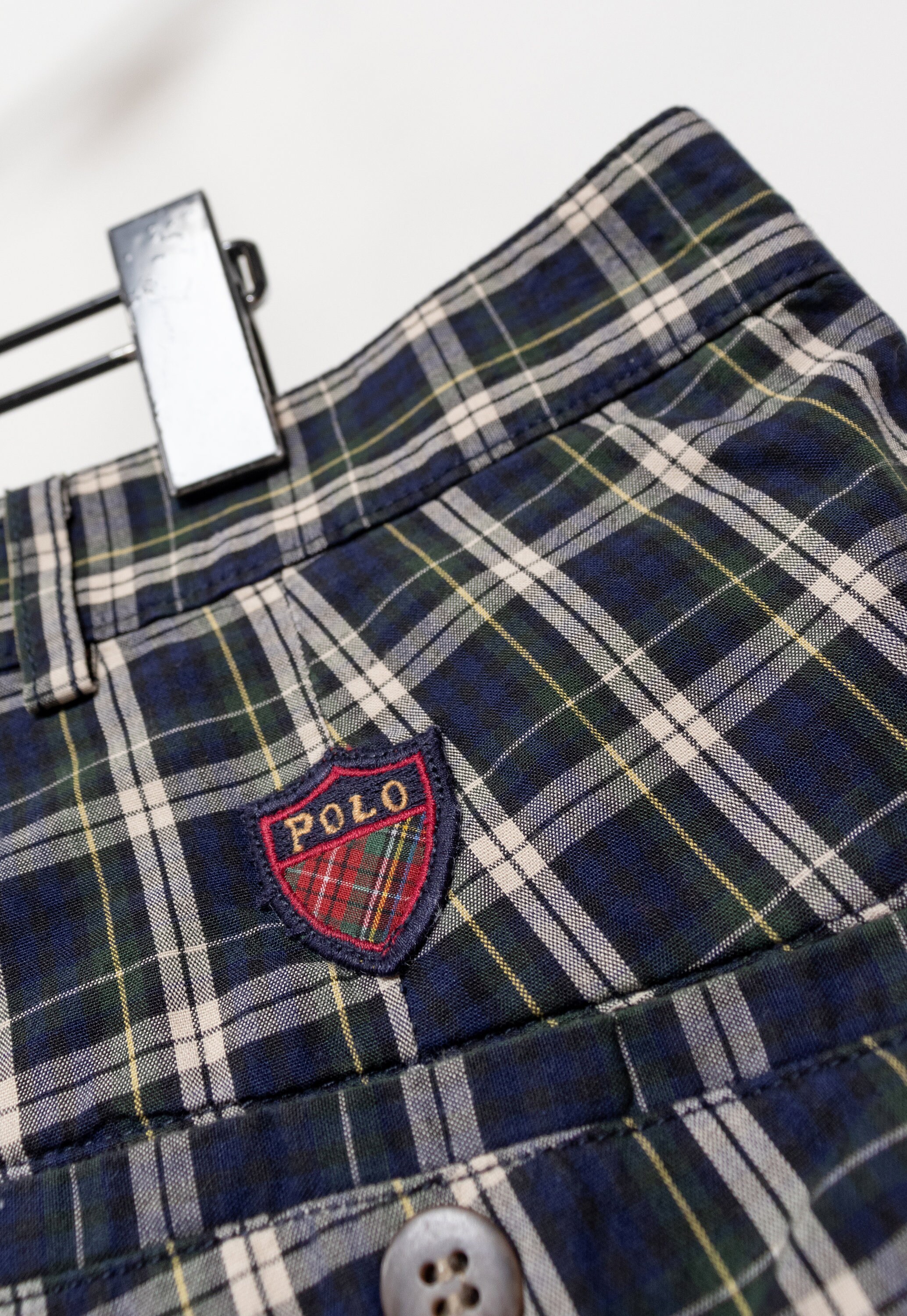 PLAID COTTON PANTS Ralph Lauren Polo Vintage Green Light PLAID COTTON PANTS Ralph Lauren Polo Vintage Green Light