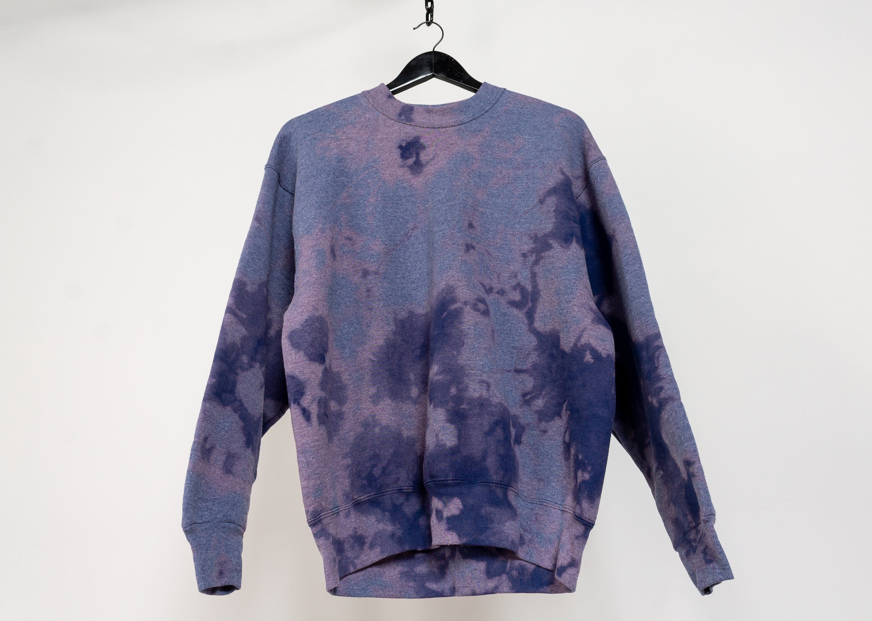 TIE DYE SWEATSHIRT Vintage Pullover Bleached Blue Purple | Etsy