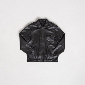 BLACK LEATHER JACKET Vintage Blazer Coat Menswear Woman 90's Oversize / Extra Large Xl image 9