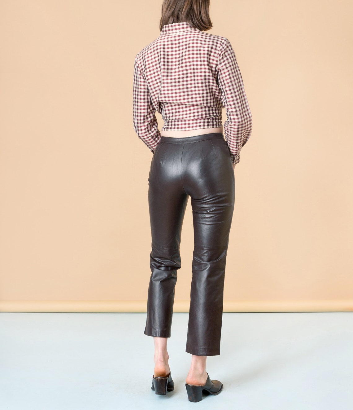 chocolate brown leather pants