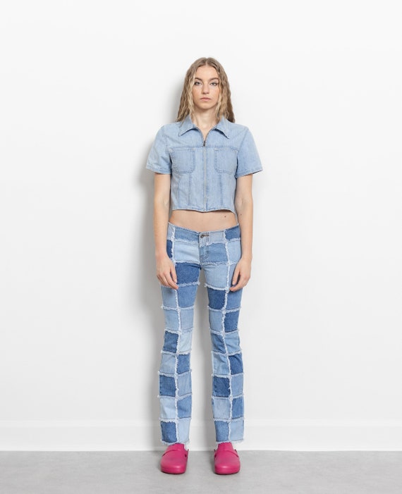 Zana Di PATCHWORK LOW RISE Y2K Jeans vintage wome… - image 1
