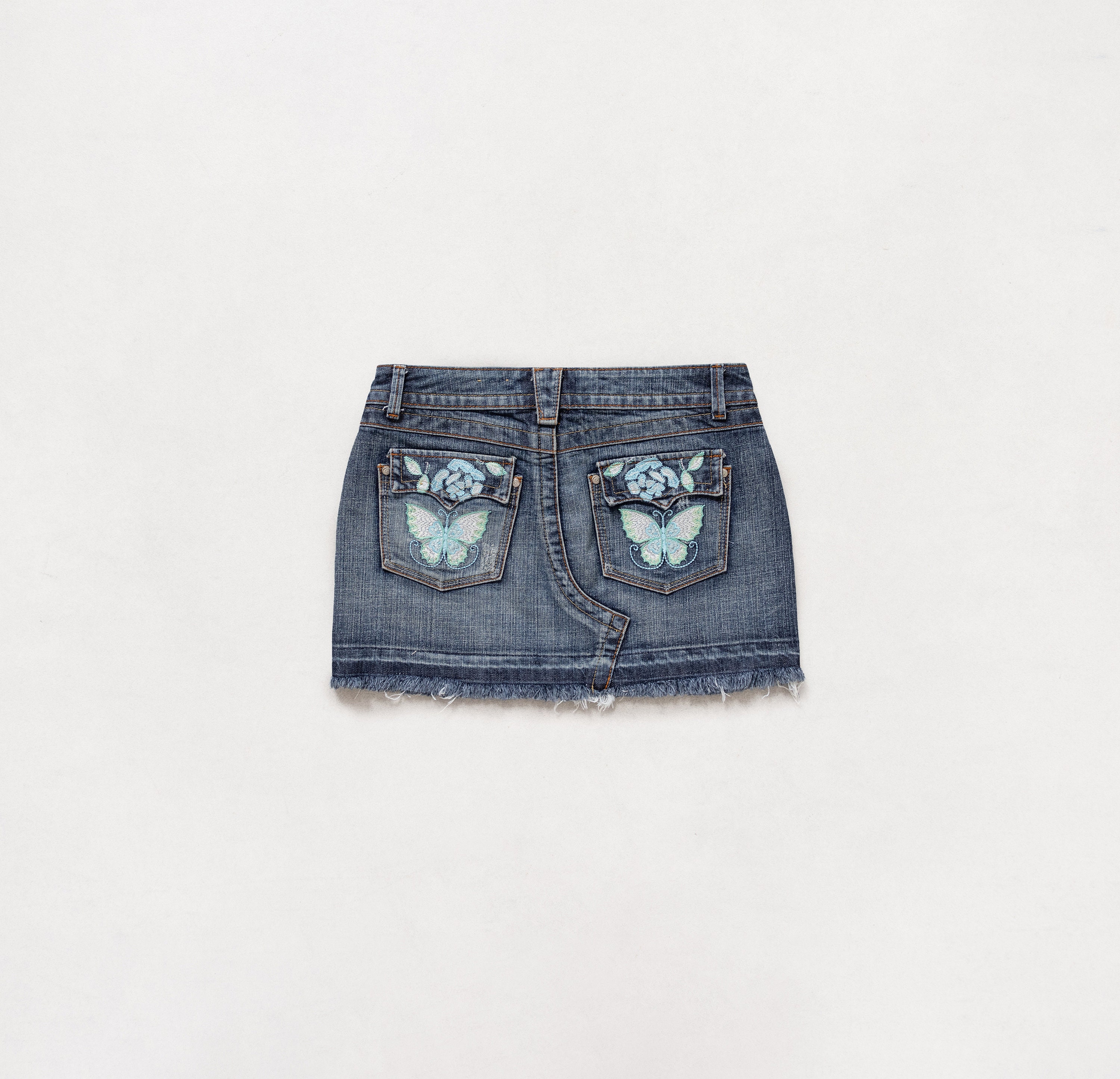 LOW RISE STRETCHY Y2K Mini Skirt Denim Jean Embellished