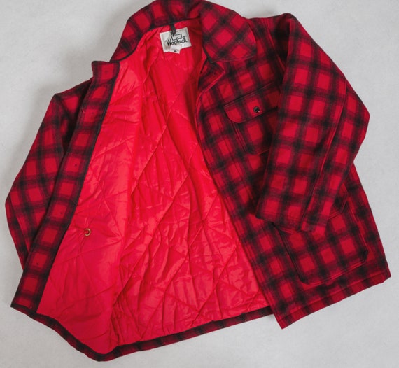 PLAID WOOLRICH COAT Vintage Wool Plaid Red Black Hunters PLAID WOOLRICH COAT Vintage Wool Plaid Red Black Hunters
