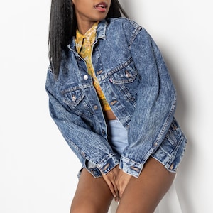 Vintage Levi&#39;s Acid Wash Denim Jacket: 90s Trucker Style (Size Small)