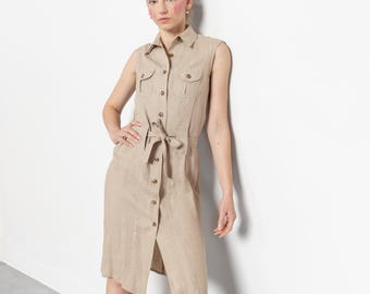 monteau los angeles linen blend dress Monteau Los Angeles Button-front Linen Midi Dress. Boho, Cottage Core. Size XS