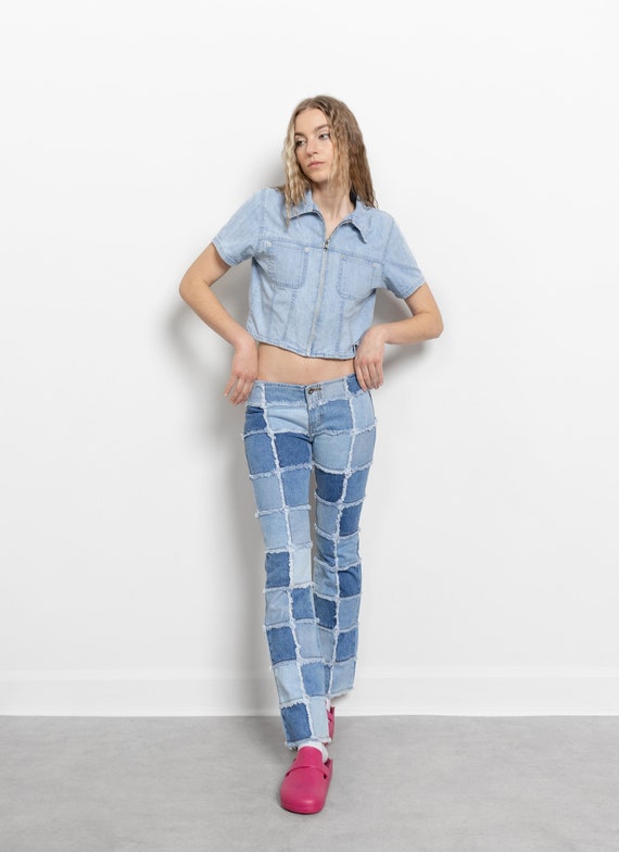 Zana Di PATCHWORK LOW RISE Y2K Jeans vintage wome… - image 3