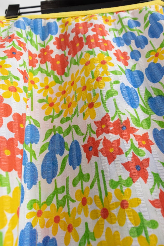 YELLOW FLORAL WRAP Mini Skirt Summer Spring Tulip… - image 7