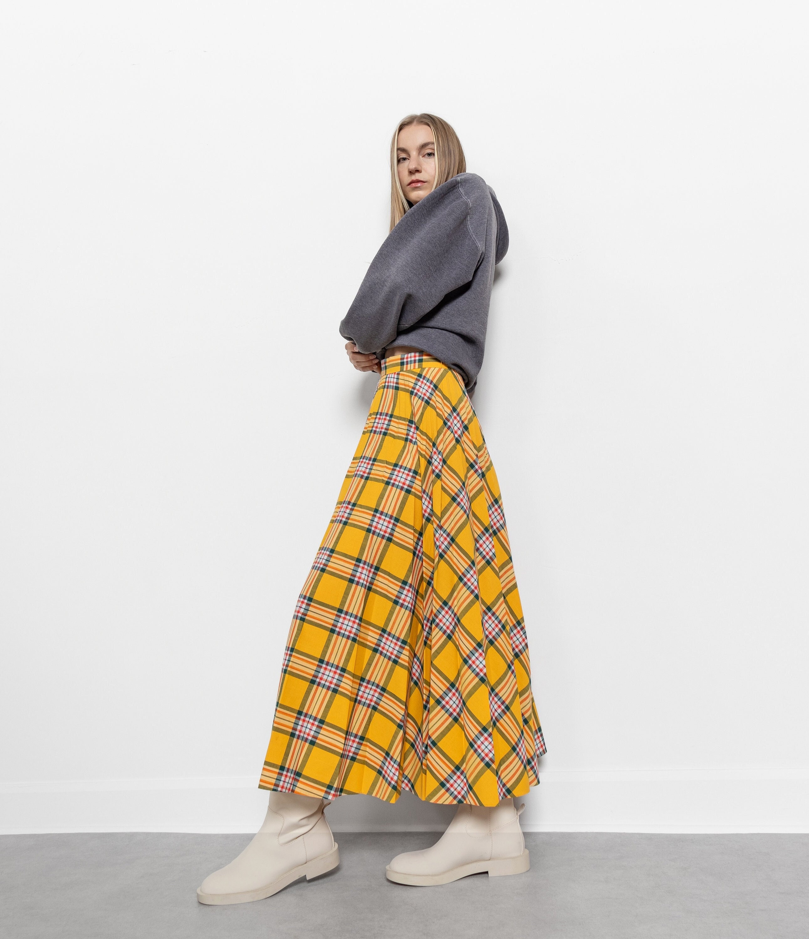 YELLOW PLAID MAXI Skirt 70