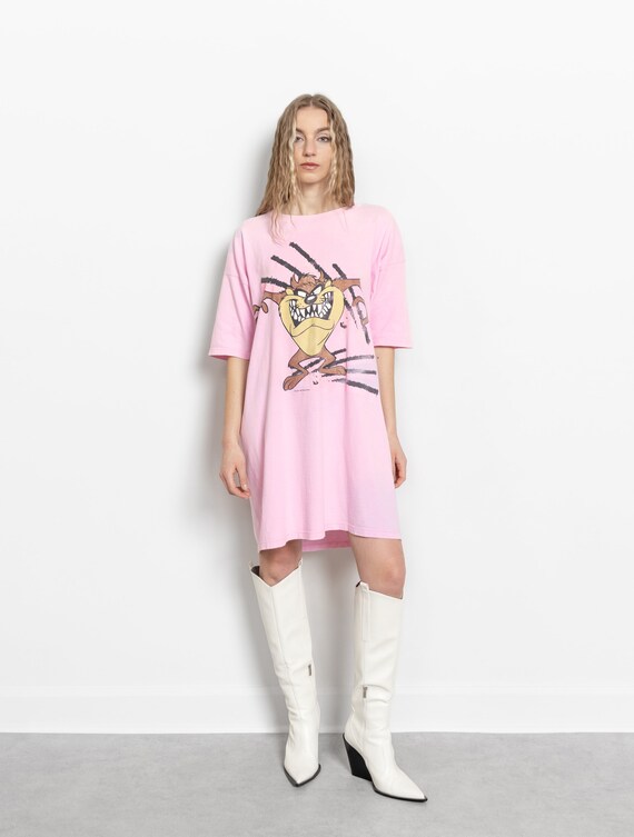 CAMISETA LARGA TAZ Demonio de Tasmania Camiseta Vintage Oficial Camison Rosa Camisa de Noche Manga Corta Larga Tamano Libre